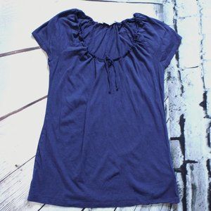 OLD NAVY, NAVY BLUE T SHIRT, SIZE XS, DRAW STRING SCOOP NECK